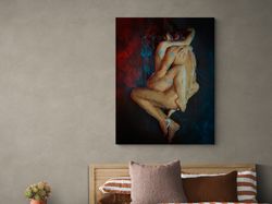 NUDE BODY canvas, woman art, bedroom, new house gift ideas, nude canvas print, sexy body decor, bedroom decoration,  ero