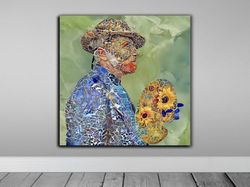 Puzzle of Affection - Man Holding a Flower in a Puzzle,Puzzle Art, Affectionate Painting, Man with Flower, Abstract Port