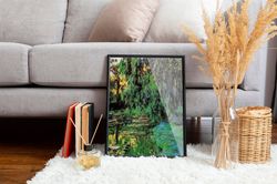 Claude Monet Weeping Willow and Water Lily Pond Bedroom decor Reproduction Canvas art Vintage style gift Landscape natur