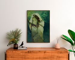 alfons mucha - young couple from rusadla print on canvas, gallery wrapped, couple art, love painting, vintage style, sen