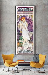 Alphonse Mucha Young girl art Art nouveau print on canvas, sensual wall art, original art, giclee print on canvas, home