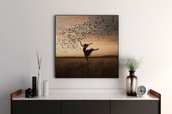 ballerina of the sunrise field, neutral field photo, antique ballet art print, elegant ballerina wall art, ballerina art