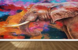 wallpaper by the yard, removable wall paper, wall mural wallpaper, gift for the home, elephant painting wall paper, safa