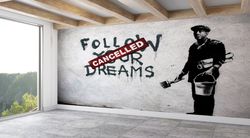 wallpaper panels, banksy wall paper, custom wall paper, gift for her, follow your dreams cancelled wall stickers, graffi