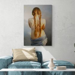 Serene Introspection A Study in Poise and Light,introspection, tranquility, canvas art, human form, classical beauty, se