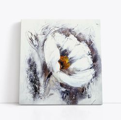 Serenity in Bloom Abstract White Flower,Art Collector Piece, Living Room Art, Office Decor, Minimalist Art, Botanical Ar
