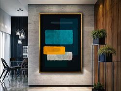 Midnight Palette,Contemporary Painting, Modern Decor, Blue and Gold Art, Wall Art, Minimalist Artwork, Sophisticated Can