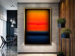 Mark Rothko BLUE ORANGE Canvas Art Reproduction, Framed Wall Art, Abstract Canvas Wall Art, Orange Abstract Painting, Mi