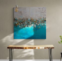 Serene Depths,abstract painting, serene art, calm seascape, blue tones, tranquil art, modern decor, contemporary paintin