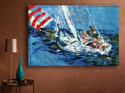 Sailing the Azure, Sailing Painting, Ocean Scene, Maritime Artwork, Sea Adventure, Nautical Decor, Coastal Art,Sailor's