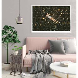 Oversized wall art, Swimming in the universe, Stars print, Large prints, Extra large wall decor