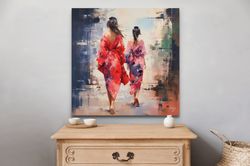 Japanese Geisha Canvas Wall Art  Asian Decor & Posters  Japan Painting for Living Room  Gift for Her  Japanese Wall Deco