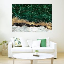 Green Gold Marble Canvas Print - Green Abstract Wall Art - Luxury Wall Decor - Abstract Marble Canvas Decor - Modern Art
