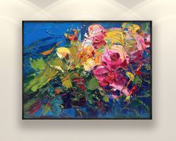 Flowers Painting on Canvas, Original Art, Rose Painting, Impressionist Painting, Floral Painting, Modern Art, Living Roo