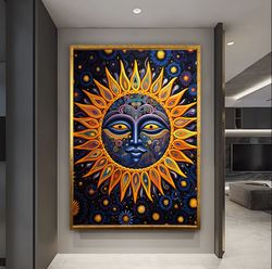 sun wall decor, sun and galaxy wall decor, meditation wall art, tranquility wall decor, luxury wall art, fashion sun art
