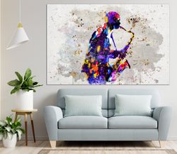 saxophone player canvas wall art jazz music art print music poster multi panel print saxophone player silhouette artwork