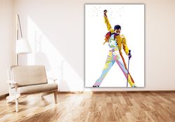 Freddie Mercury With Mic Poster Art,Black and White Wall Art,Vintage Art,Photography Print,Fashion Poster,Legendary Musi