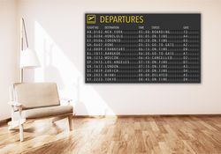 Departures Poster Art Canvas Wall Art,Airport Departure Wall Decor Print,Trendy Canvas Wall Art,Gift for Aviation,Aviati