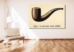 Ceci Nest Pas Une Pipe  Poster Canvas Wall Art By Rene Magritte,Ren Magritte Artworks,Reproduction Prints,Trendy Modern
