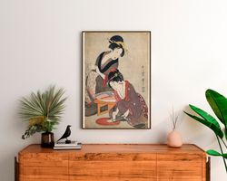 Kitagawa Utamaro, Preparing Raw Fish Japanese art print on canvas, ukiyo-e art, Asian Wall decor, gift for Japan lover,