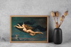La Nuit by Auguste Raynaud - A Mythological Depiction of the Night, Vintage French Art Print, Female Mythology Home Deco