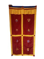 Polyester Fabric Tibetan Lucky 8 Auspicious Symbol Embroidered Door Curtain