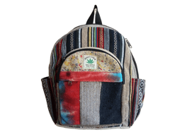 Mixed Color Hemp & Cotton Bag with Adjustable Strap - Crafted in Nepal