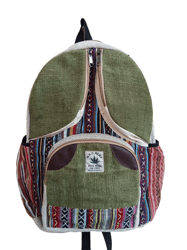 RHB80 Green Color Handmade Sustainable Hemp & Cotton Mix Backpack For Unise