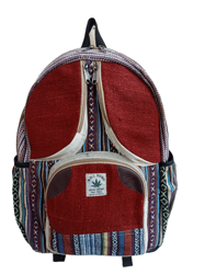 RHB80 Red Color Handmade Sustainable Hemp & Cotton Mix Backpack For Unisex