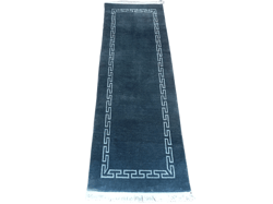 Traditional Nepalese Grey Blue Rug - 60 Knots Quality, 61cm x 182cm