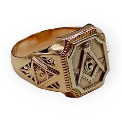 Men's ring Freemason, code 30312G, completely 585 gold, 14ct.