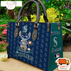 Seattle Mariners Stitch Women Leather Hand Bag