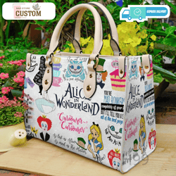 Alice in wonderland bag, Alice in wonderland shoulder bag, Alice in wonderlandCustom Bag, Leather Bag, Leather Bag gift,