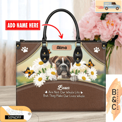 Boxer DogFor Women, Gift for Her With Custom Name, Dog Lover Gift For HerCustom Bag, Leather Bag, Leather Bag gift, Hand