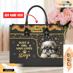 Shih Tzu Dog Leather Handbag for Women, Gift for Her With Custom NameCustom Bag, Leather Bag, Leather Bag gift, Handbag