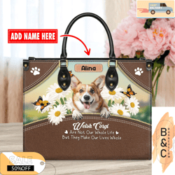 Welsh Corgi DogFor Women, Gift for Her With Custom NameCustom Bag, Leather Bag, Leather Bag gift, Handbag