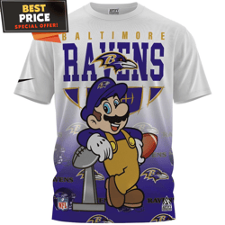 Baltimore Ravens x Mario Die Hard Fan Champions Cup TShirt, Ravens Gifts For Men  Best Personalized Gift  Unique Gifts I