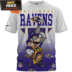 Baltimore Ravens x Mario Football Champions Cup TShirt, Baltimore Ravens Gifts For Men  Best Personalized Gift  Unique G