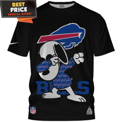 Buffalo Bills Dabbing Snoopy NFL Black TShirt, Buffalo Bills Gifts for the Whole Family  Best Personalized Gift  Unique