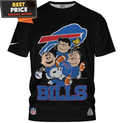 Buffalo Bills Peanuts and Friends Black TShirt, Buffalo Bills Gifts Under 25  Best Personalized Gift  Unique Gifts Idea