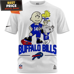 Buffalo Bills Peanuts and Snoopy White TShirt, Buffalo Bills Gifts Under 25  Best Personalized Gift  Unique Gifts Idea