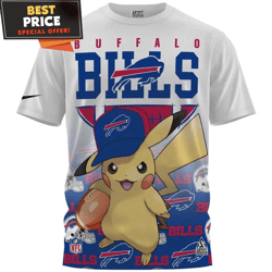 Buffalo Bills x Pikachu 3D TShirt, Perfect Buffalo Bills Gift for Every Fan  Best Personalized Gift  Unique Gifts Idea
