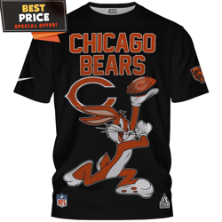 Chicago Bears Bugs Bunny Football Touchdown TShirt, Best Gift For Chicago Bears Fan  Best Personalized Gift  Unique Gift