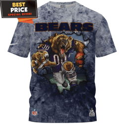 Chicago Bears Mascot Breaking Through Wall TShirt, Cool Chicago Bears Gifts  Best Personalized Gift  Unique Gifts Idea