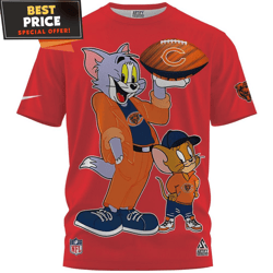 Chicago Bears x Cool Tom and Jerry Bear Fan TShirt, Chicago Bears Fathers Day Gifts  Best Personalized Gift  Unique Gift