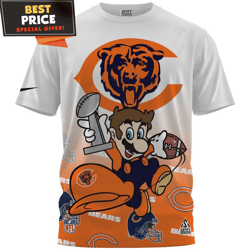 Chicago Bears x Mario Champions Cup Pull Over Printed TShirt, Bears Football Gifts  Best Personalized Gift  Unique Gifts