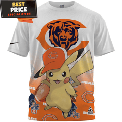 Chicago Bears x Pikachu Football Lover Fullprinted TShirt, Chicago Bears Gifts For Him  Best Personalized Gift  Unique G