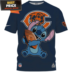 Chicago Bears x Stitch Football Lover TShirt, Chicago Bears Gifts For Men  Best Personalized Gift  Unique Gifts Idea