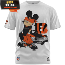 Cincinnati Bengals Cool Mickey Ride Classic Car TShirt, Cincinnati Bengals Gift Ideas  Best Personalized Gift  Unique Gi
