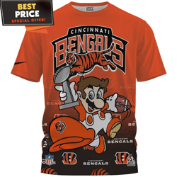 Cincinnati Bengals x Mario Champions Cup Pull Over Printed TShirt, Bengals Fan Gift Ideas  Best Personalized Gift  Uniqu